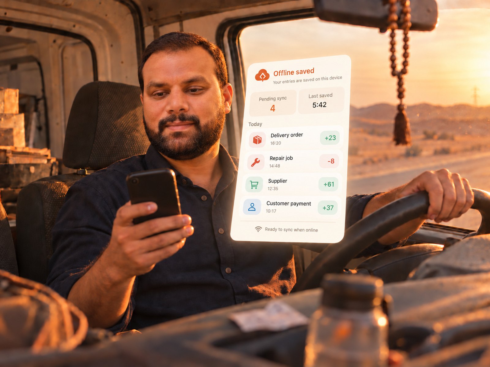 A phone in airplane mode with a MoneyBook entry already saved